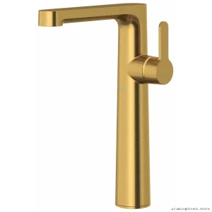 Brushed Gold Single Hole Bathroom Faucet with Lever Handle 1.2 GPM