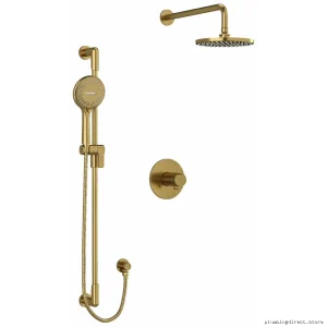 Brushed Gold Ceiling Shower Arm & Parabola Faucet Trim by RIOBEL