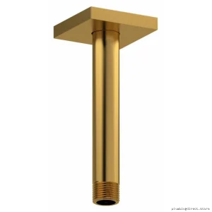 Ceiling Mount Shower Arm Set with Square Escutcheon – Premium Brushed Gold