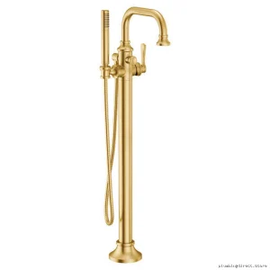 Floor Mount Tub & Shower Combo in Brushed Gold by Moen