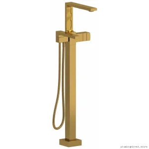 Brushed Gold Floor-Mounted Tub Spout Trim - Modern Design by RIOBEL TRF39BG