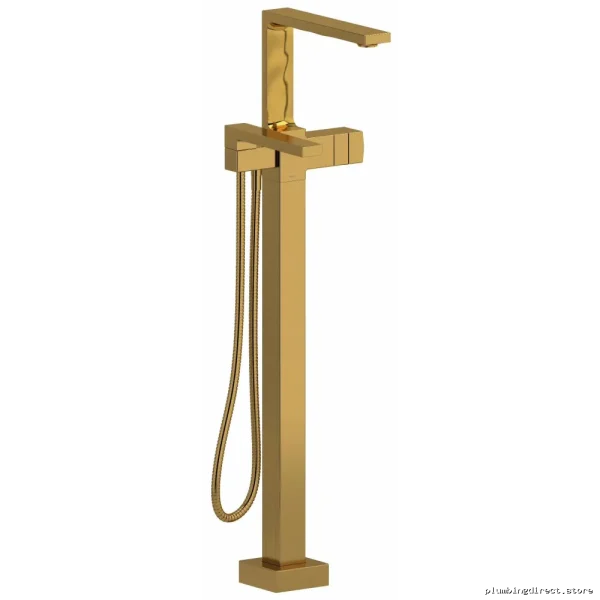 Brushed Gold Floor-Mounted Tub Spout Trim - Modern Design by RIOBEL TRF39BG