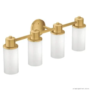 Brushed Gold Modern Four-Light Globe Wall Sconce by Moen