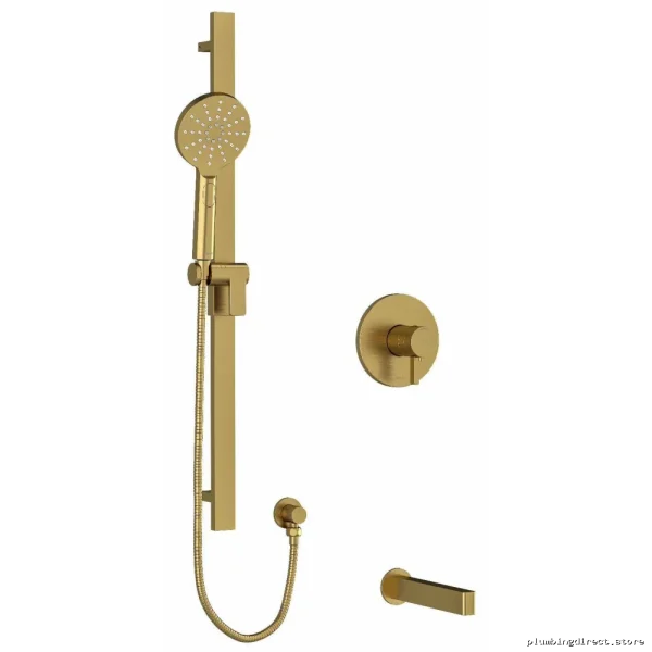 Brushed Gold Modern Tub & Shower Faucet Trim - Paradox RIOBEL TKIT1244PXTMBG