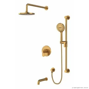 Brushed Gold Modern Tub & Shower Faucet Trim - RIOBEL TKIT1345AABG-CW