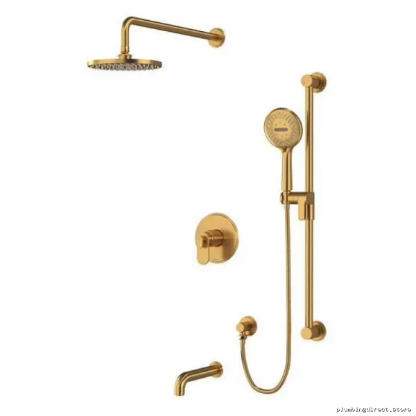 Brushed Gold Modern Tub & Shower Faucet Trim - RIOBEL TKIT1345AABG-CW