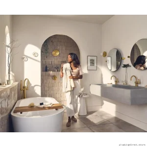 Elegant Freestanding Tub Filler & Hand Shower Trim - Brushed Gold Moen