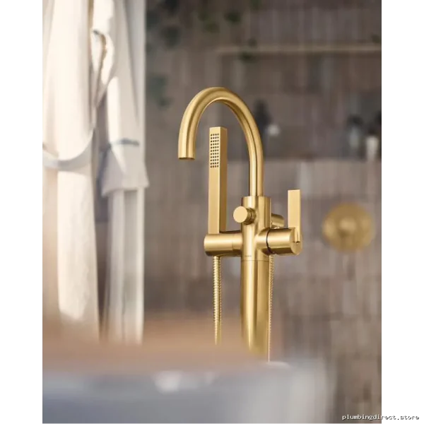 Elegant Freestanding Tub Filler & Hand Shower Trim - Brushed Gold Moen - Image 3