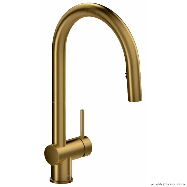 Brushed Gold Pull Down Kitchen Faucet with Sprayer by RIOBEL AZ201BG