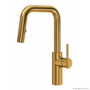 Brushed Gold Pull-Down Kitchen Faucet with U-Spout Design LTSQ201BG