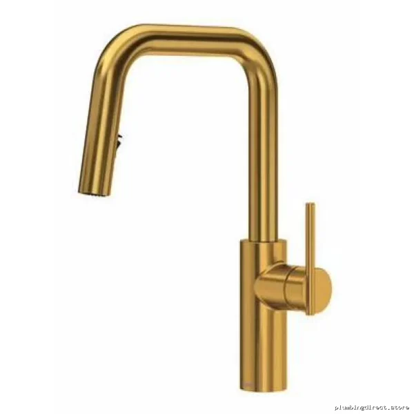 Brushed Gold Pull-Down Kitchen Faucet with U-Spout Design LTSQ201BG