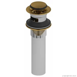 Brushed Gold Push Drain with Overflow - RIOBEL Bathroom Sink Drain