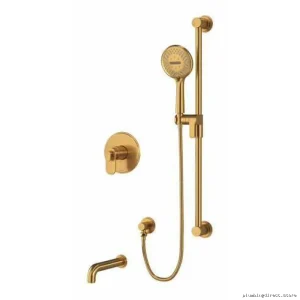 RIOBEL Arca Tub Shower Faucet Trim Kit in Brushed Gold - Modern Design
