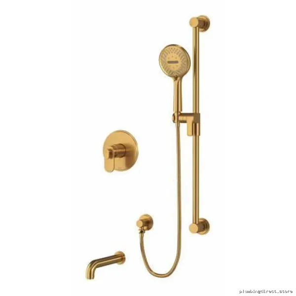 RIOBEL Arca Tub Shower Faucet Trim Kit in Brushed Gold - Modern Design