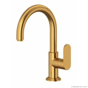 Brushed Gold Single Hole Bathroom Faucet Lever Handle 1.2 GPM Arca AAS01BG RIOBEL