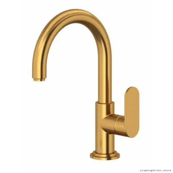 Brushed Gold Single Hole Bathroom Faucet Lever Handle 1.2 GPM Arca AAS01BG RIOBEL