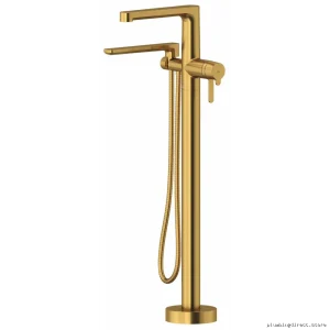 Brushed Gold Floor Mount Tub Filler Trim - Single-Hole Nibi TNB39BG RIOBEL