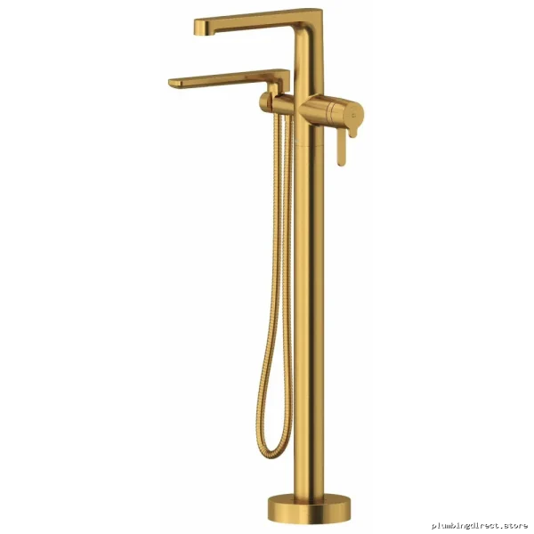 Brushed Gold Floor Mount Tub Filler Trim - Single-Hole Nibi TNB39BG RIOBEL