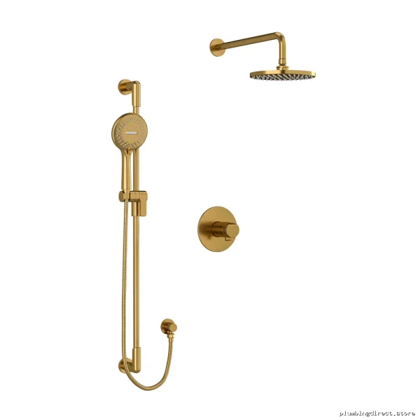 Parabola Brushed Gold Thermostatic Shower System - Complete High-End Bath Fixture Kit
