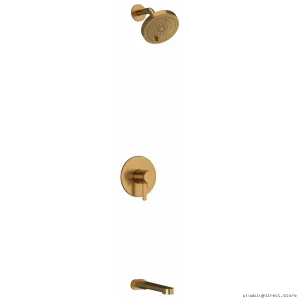 Brushed Gold Thermostatic Shower Faucet with Tub Spout KIT4744NBBG