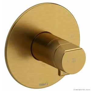 Brushed Gold Thermostatic Shower Valve Trim - Parabola 2-Function TPB44BG
