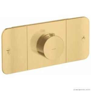Sleek Brushed Gold Thermostatic Valve Trim for Modern Bathrooms - Dual Function Design