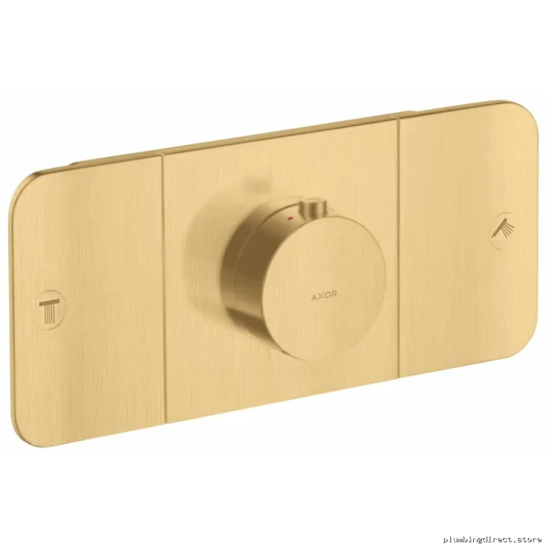 Sleek Brushed Gold Thermostatic Valve Trim for Modern Bathrooms - Dual Function Design