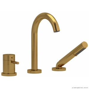 Riu Luxury Brushed Gold Three-Hole Deck Mount Tub Faucet