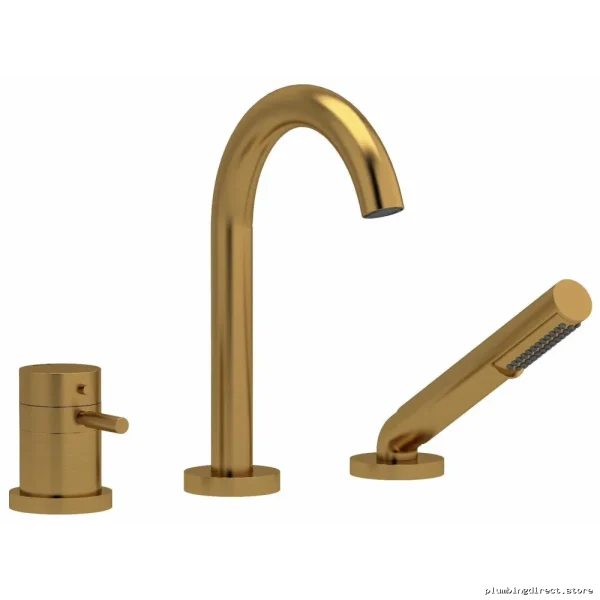 Riu Luxury Brushed Gold Three-Hole Deck Mount Tub Faucet
