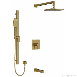 Brushed Gold Tub & Shower Faucet Trim Kit - RIOBEL Paradox