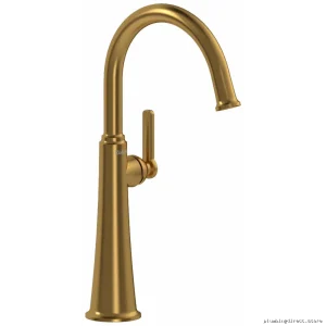 Brushed Gold Single Hole Vessel Sink Faucet 1.2 GPM C-Spout J-Handle