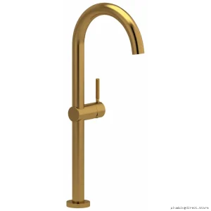Brushed Gold Single Hole Vessel Sink Faucet 1.2 GPM Knurled Handle RL01KNBG