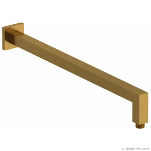 RioBel Brushed Gold Shower Arm with Square Escutcheon - Wall Mount