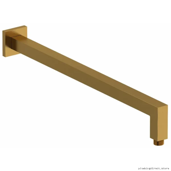 RioBel Brushed Gold Shower Arm with Square Escutcheon - Wall Mount