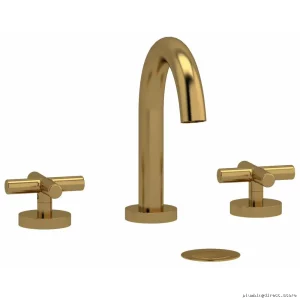 Widespread Bathroom Faucet with C-Spout & Cross Handle - 1.2 GPM Brushed Gold RIOBEL