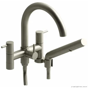 Brushed Nickel 2-Hole Tub Filler Without Risers - RIOBEL CS06BN