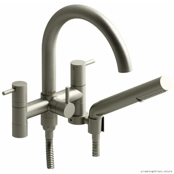 Brushed Nickel 2-Hole Tub Filler Without Risers - RIOBEL CS06BN