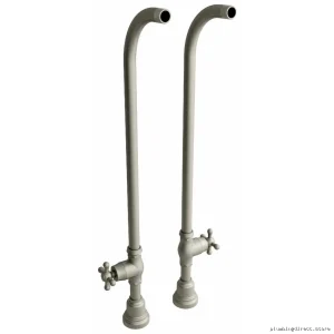 Brushed Nickel Floor Mount Riser Pair with Stop Valves 30" TU44BN