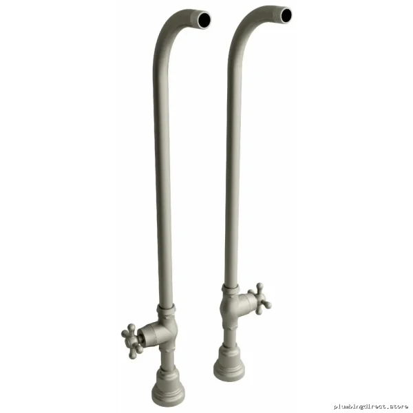 Brushed Nickel Floor Mount Riser Pair with Stop Valves 30" TU44BN
