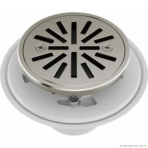 Brushed-Nickel Four-Inch Round Tile-Friendly Floor Drain | Brivo Model BT