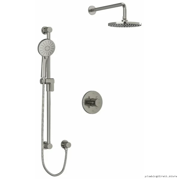 Brushed Nickel Ceiling Mount Shower Faucet Trim Kit with Arm - RIOBEL TKIT323EDTM