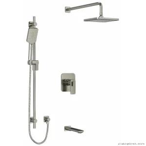 Brushed Nickel Ceiling Shower Arm Tub Faucet Trim by RIOBEL TKIT1345EQBN-6