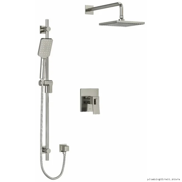 Brushed Nickel Ceiling Shower Arm & Faucet Trim by Zendo RIOBEL