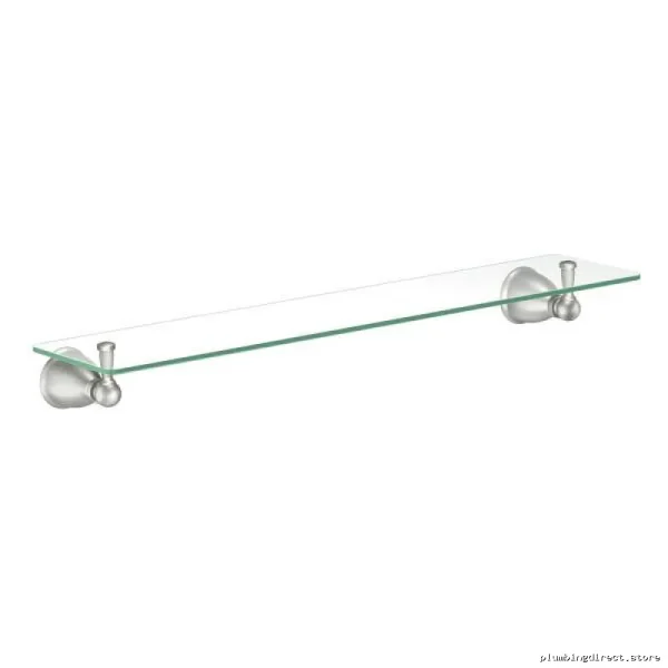 Brushed Nickel Glass Shelf - Moen Lindale Bath Vanity Storage - Image 3