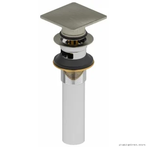 Brushed Nickel Push Drain with Overflow - RIOBEL DB140BN Bathroom Sink Drain