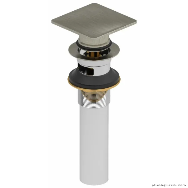 Brushed Nickel Push Drain with Overflow - RIOBEL DB140BN Bathroom Sink Drain