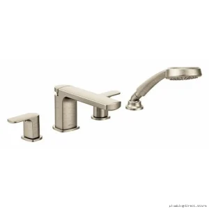 Brushed Nickel Roman Tub Faucet with Handheld Shower Trim - Moen T936BN