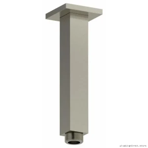 Brushed Nickel Square Shower Arm - 6 Inch Ceiling Mount with Escutcheon