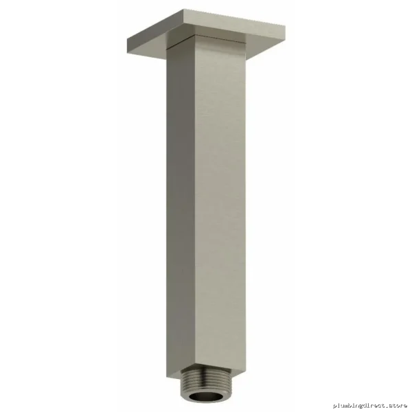 Brushed Nickel Square Shower Arm - 6 Inch Ceiling Mount with Escutcheon
