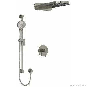 Brushed Nickel Thermostatic Shower System by RIOBEL Edge